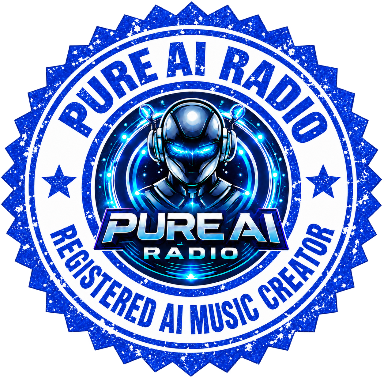 Pure AI Radio badge — Blue
